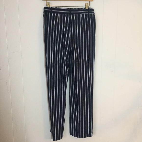 Navy and white striped pants with tie - Picture 4 of 4